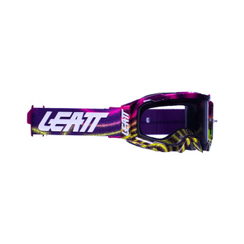 LEATT GOGLE VELOCITY 5.5 GOGGLE ZEBRA NEON LIGHT GREY 58% - KOLOR FIOLETOWY/ŻÓŁTY/CZARNY SZYBKA DYMIONE LUSTRO SZARA