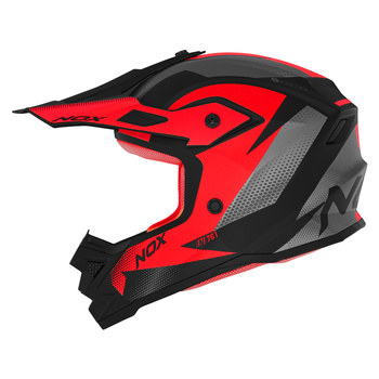 NOX KASK CROSS / OFFROAD N761 FUSION KID / JUNIOR (DZIECIĘCY) KOLOR CZARNY MAT/CZERWONY ROZMIAR L (ZAPIĘCIE MIKROMETRYCZNE)