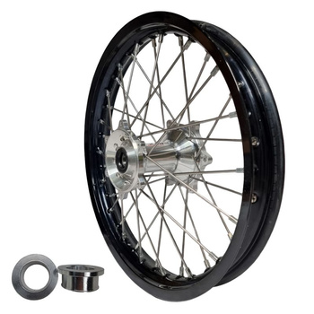 REX WHEELS (EXCEL) KOMPLETNE KOŁO TYLNE REX 19 CALI 19-2,15 CZARNA FELGA/SREBRNA PIASTA 25MM/SREBRNE SZPRYCHY YAMAHA YZ/YZF 250/450 '09-'23