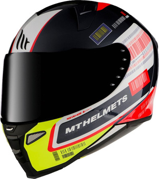 MT WYPRZEDAŻ KASK KASK INTEGRALNY REVENGE 2 RS A1 GLOSS PEARL BLACK KOLOR CZARNY/BIAŁY/ŻÓŁTY FLUO ROZMIAR XS (PRZEŹROCZYSTY WIZJER)