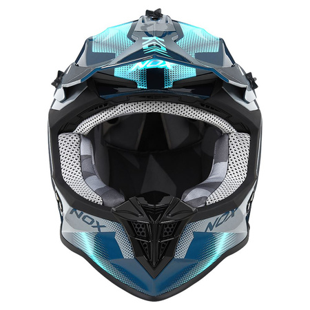 NOX KASK CROSS / OFFROAD N633 FUSION KOLOR SZARY/NIEBIESKI ROZMIAR S (ZAPIĘCIE MIKROMETRYCZNE)