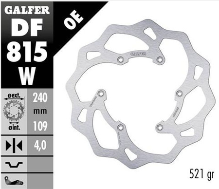 GALFER TARCZA HAMULCOWA TYŁ BETA RR 250/300/350 '12-, RR 390/400/430/450/450/498 '14-, XTRAINER 250/300 '15- WAVE (240X109X4MM)