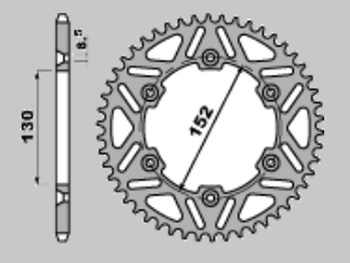 CHT WYPRZEDAŻ ZĘBATKA TYLNA ALUMINIOWA T7075 (ERGAL) 4500 48 APRILIA MXV/RXV/SXV 450/550 '06-'12 (JTR706.48)* (ŁAŃC. 520) KOLOR SREBRNY