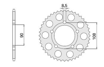 CHT ZĘBATKA TYLNA 1022 38 (1022-38) DUCATI 500/600 PANTAH`81-82, PASO 750`87