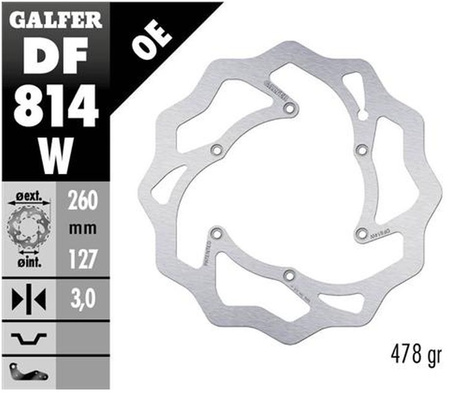 GALFER TARCZA HAMULCOWA PRZÓD BETA RR 250/300/350 '12-, RR 390/400/430/450/450/498 '14-, XTRAINER 250/300 '15- WAVE (260X127X3MM)