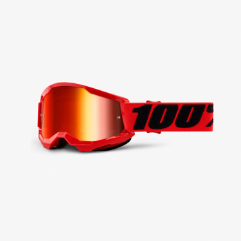 100 PROCENT GOGLE MODEL STRATA 2 YOUTH JUNIOR RED - MIRROR RED LENS - KOLOR CZERWONY/CZARNY SZYBKA CZERWONE LUSTRO STARY KOD: 50521-251-03