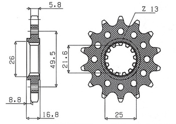 SUNSTAR ZĘBATKA PRZEDNIA 2093M 15 KAWASAKI ZX6R '03-'06 (JTF1307.15) (ŁAŃC. 520) (2093M15JT)