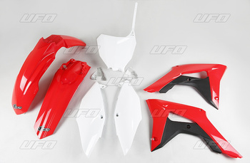 UFO KOMPLET PLASTIKÓW HONDA CRF 250R '18-'21, CRF 450R '17-'20 KOLOR OEM (BIAŁY/CZERWONY) (HO119E999)