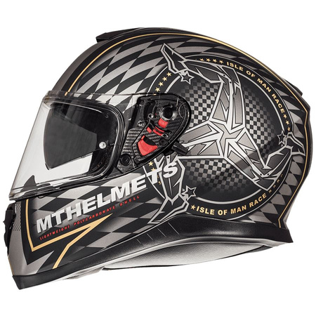 MT WYPRZEDAŻ KASK INTEGRALNY THUNDER 3 SV ISLE OF MAN Z BLENDĄ KOLOR CZARNY MAT/ZŁOTY ROZMIAR XS