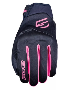 FIVE GLOVES RĘKAWICE TEKSTYLNE GLOBE EVO WOMAN DAMSKIE KOLOR CZARNY/RÓŻOWY FLUO ROZMIAR 9 (M)