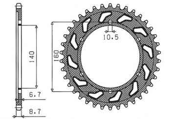 SUNSTAR ZĘBATKA TYLNA 502 44 KAWASAKI GPX 750R, GPZ 750/900/1100, ZRX/ZZR 1100 (JTR502.44) (ŁAŃC. 530) (50244JT)