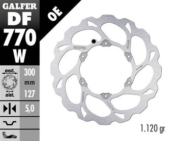 GALFER TARCZA HAMULCOWA PRZÓD KTM 690R ENDURO '08-'23; 950R SUPER ENDURO '06-; 990 ADVENTURE '06-; 990R SUPER ENDURO '06-; HUSQVARNA 701 ENDURO '16- (WAVE FLOATING) (300X127X5MM)