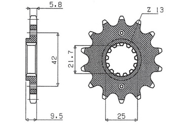 SUNSTAR ZĘBATKA PRZEDNIA 2273 14 KAWASAKI EX250/300 NINJA '08-'16 (JTF1539.14) (JTF516.14) (ŁAŃC. 520) 52314 (227314JT)