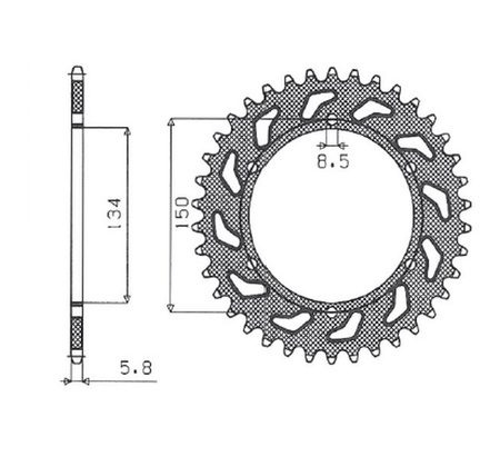 SUNSTAR ZĘBATKA TYLNA ALUMINIOWA (ERGAL) 489 50 KAWASAKI KX/KXF `84-18 (JTR460.50) (ŁAŃC. 520) (48950JT) KOLOR CZARNY