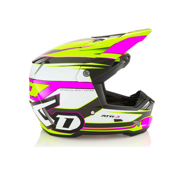 6D HELMETS KASK CROSS/ENDURO MODEL ATR-3 HYPER GLOSS NEON PINK/YELLOW KOLOR BIAŁY/ŻÓŁTY/RÓŻOWY/CZARNY ROZMIAR M ( 57 - 58 CM )