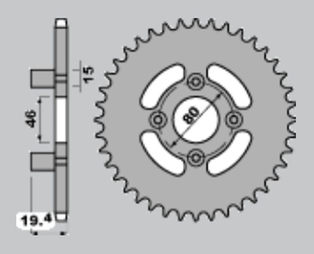 CHT ZĘBATKA TYLNA 319 46 APRILIA ET 50 82-85 (319-46) (ŁAŃC.415)