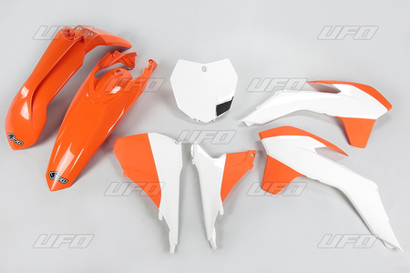 UFO KOMPLET PLASTIKÓW KTM SX/SXF '13-'15, SX 250 '16, KOLOR OEM '15 (POMARAŃCZOWY/BIAŁY) (KT515E999W)