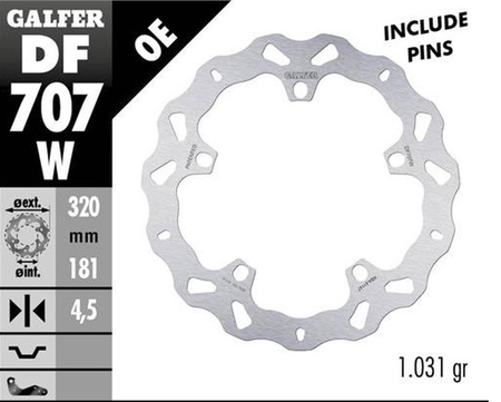 GALFER TARCZA HAMULCOWA PRZÓD BMW F 800R/S/ST/GT '09-; F 900XR '20-; R 850R/RT '04; R 1100S '01-; R 1100/1500/1200/1250S/R/RT/S/ST/GS '01-; K 1200/1300/1600LT/GT/S/RS '02-; HUSQVARNA NUDA 900R '11- (WAVE FIXED) (320X181X4,5MM)