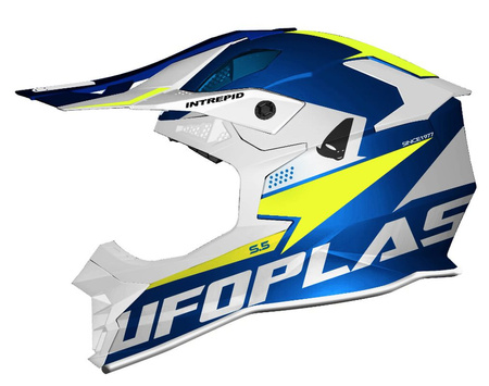 UFO KASK INTREPID CROSS KOLOR NIEBIESKI/BIAŁY/ŻÓŁTY FLUO ROZMIAR L ( ECE 22R06 ) - KOLEKCJA 2024