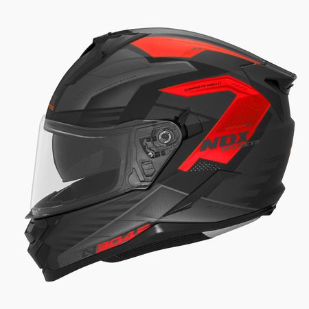 NOX KASK INTEGRALNY (FULL FACE) Z BLENDĄ N304S CARVER KOLOR CZARNY/CZERWONY MAT ROZMIAR M