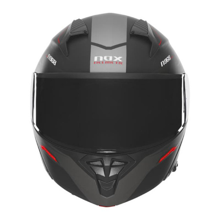 NOX KASK SZCZĘKOWY (FLIP-UP) Z BLENDĄ N968 ULTRA KOLOR CZARNY/CZERWONY MAT ROZMIAR M