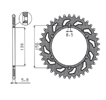 SUNSTAR ZĘBATKA TYLNA ALUMINIOWA (ERGAL) 702 50 HUSQVARNA SM 610 (08-09), SUZUKI DR350 (90-03), RGV 250 (91-96) (ŁAŃC. 520) (70250JT) KOLOR CZARNY - WYPRZEDAŻ