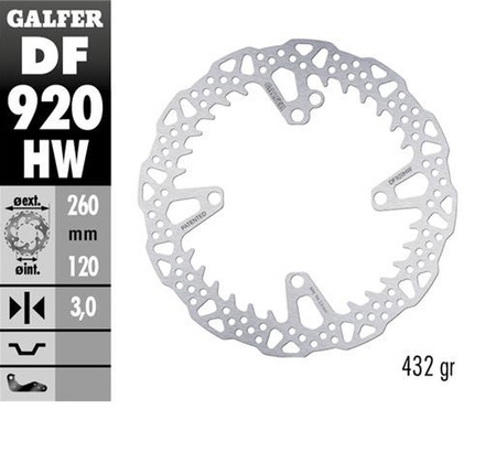 GALFER TARCZA HAMULCOWA PRZÓD SHERCO SE 125 '21-'24; 250SE/SEF '14-'24; 300SE/SEF '14-'24; 450SEF '15-'24 (260X120X3MM) SHARK ENDURO MX