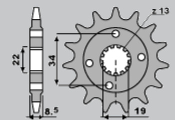 SUNSTAR ZĘBATKA PRZEDNIA 2276 15 KTM 390 DUKE '13-'18, 390 RC '14-'18 (JTF1908.15) (ŁAŃC. 520) (227615)