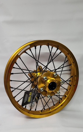 REX WHEELS (EXCEL) KOMPLETNE KOŁO TYLNE 18 CALI 18 x 2.50 (OBRĘCZ EXCEL) YAMAHA XTZ 700 TENERE (690) '20-, ZŁOTA OBRĘCZ / CZARNE SZPRYCHY / ZŁOTA PIASTA / CZARNE NYPLE (NA ZAMÓWIENIE)