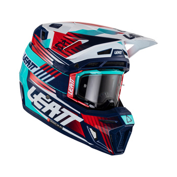 LEATT KASK MOTO 8.5 V23 (+ GOGLE VELOCITY 5.5 GRATIS) HELMET KIT ROYAL KOLOR GRANATOWY/CZERWONY/NIEBIESKI ROZMIAR XL (61-62 cm)