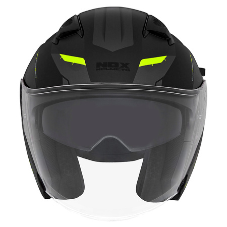 NOX KASK OTWARTY JET Z BLENDĄ N130 KLINT KOLOR CZARNY MAT/ZÓŁTY FLUO ROZMIAR XL