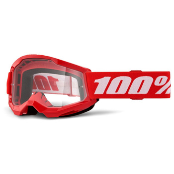 100 PROCENT GOGLE MODEL STRATA 2 RED - CLEAR LENS - KOLOR CZERWONY/BIAŁY SZYBKA PRZEŹROCZYSTA