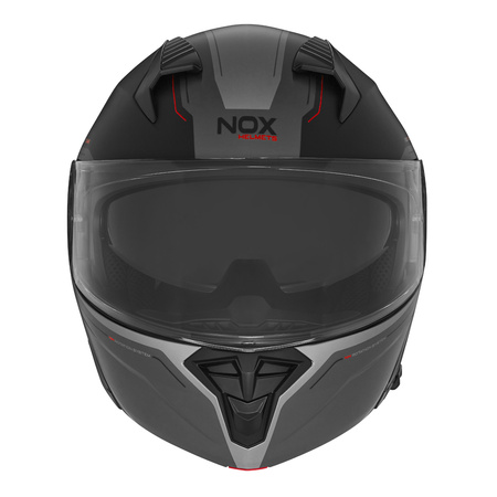 NOX KASK SZCZĘKOWY (FLIP-UP) Z BLENDĄ N968 TOMAK KOLOR CZARNY MAT/CZERWONY ROZMIAR L