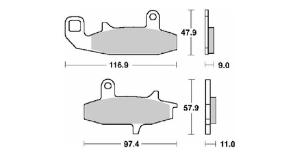 SCHUH WYPRZEDAŻ KLOCKI HAMULCOWE KH147 SUZUKI DR 650 90-96, DR 750 88-89, DR 800 88-91, PRZÓD KOLOR CZARNY