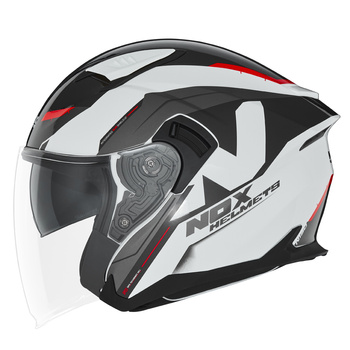 NOX KASK OTWARTY JET Z BLENDĄ N130 KLINT KOLOR BIAŁY/CZERWONY ROZMIAR L