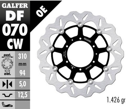 GALFER TARCZA HAMULCOWA PRZÓD HONDA CBR 600 RR '03-'17; CBR 1000 RR '04-'05; CB 1000 R '08-'17; CB 1300 F/S '05-; CTX 1300 C '14- (WAVE FIXED) (3106X940X5MM)