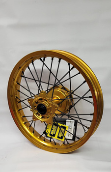 REX WHEELS (EXCEL) KOMPLETNE KOŁO TYLNE 18 CALI 18 x 2.50 (OBRĘCZ EXCEL) YAMAHA XTZ 700 TENERE (690) '20-, ZŁOTA OBRĘCZ / CZARNE SZPRYCHY / ZŁOTA PIASTA / CZARNE NYPLE (NA ZAMÓWIENIE)