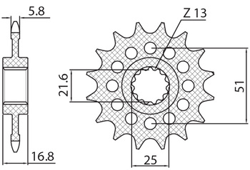 SUNSTAR ZĘBATKA PRZEDNIA 2042 16 HONDA NC 750X/S/DCT '14-'15, INTEGRA 750 DCT '14-'15 (JTF1373.16) (ŁAŃC. 520) (204216JT)