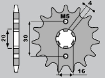 JR ZĘBATKA PRZEDNIA 2177 13 YAMAHA YBR 125 '05-'11