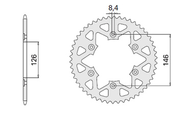 CHT ZĘBATKA TYLNA 808 50 ALUMINIOWA (ERGAL) 808 50 (80850) KOLOR CZARNY SUZUKI DR/RM/RMZ (JTR808.50) (ŁAŃC.520)