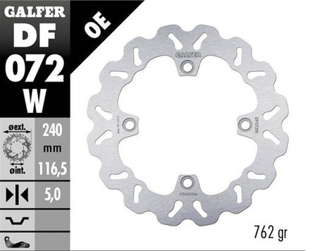 GALFER TARCZA HAMULCOWA TYŁ HONDA CBF 500N '04-; CB 600 HORNET '07-; CBF 600S/N '04-; CB 750 HORNET '22- (WAVE FIXED) (240X116,5X5MM)