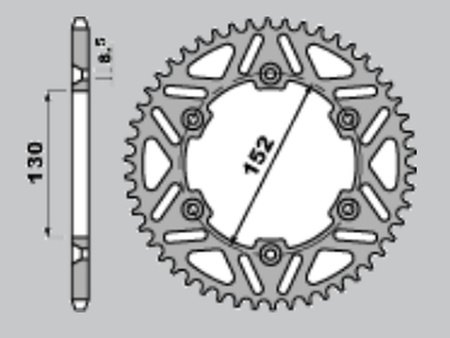 CHT WYPRZEDAŻ ZĘBATKA TYLNA ALUMINIOWA T7075 (ERGAL) 4500 48 APRILIA MXV/RXV/SXV 450/550 '06-'12 (JTR706.48)* (ŁAŃC. 520) KOLOR SREBRNY