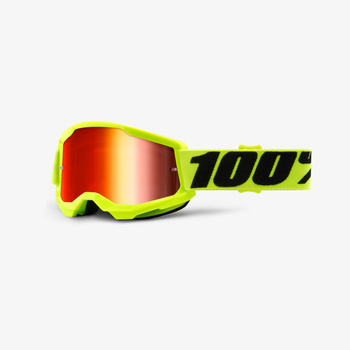 100 PROCENT FA20 STRATA 2 YOUTH GOGGLE YELLOW - MIRROR RED LENS - GOGLE STRATA 2 JUNIOR DZIECIĘCE KOLOR ŻÓŁTY FLUO/CZARNY SZYBKA CZERWONE LUSTRO STARY KOD: 50521-251-04