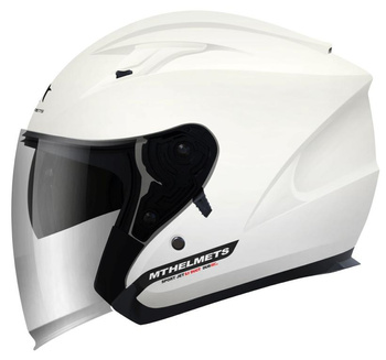 MT WYPRZEDAŻ KASK OTWARTY JET Z BLENDĄ AVENUE SOLID GLOSS PEARL WHITE KOLOR BIAŁY POŁYSK ROZMIAR S