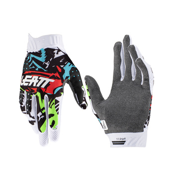 LEATT RĘKAWICE MOTO 1.5 GRIPR JUNIOR GLOVE ZEBRA KOLOR CZARNY/NIEBIESKI/CZERWONY/BIAŁY ROZMIAR XS