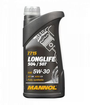 MANNOL OLEJ SILNIKOWY SAMOCHODOWY 5W30 LONGLIFE 504/507 O.E.M. FOR VW, AU 1 LITR (7715) (SYNTETYCZNY)