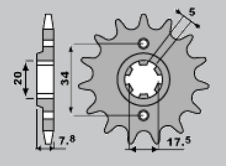 JR ZĘBATKA PRZEDNIA 279 13 (32713JT) HONDA XR 250R '91-'94, NSR 125 (-1) '94-'02