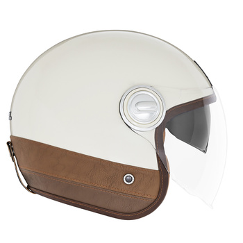 NOX PREMIUM KASK OTWARTY JET HERITAGE LEATHER KOLOR KREMOWY/BRĄZOWY ROZMIAR L