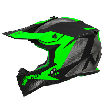 NOX KASK CROSS / OFFROAD N633 FUSION KOLOR CZARNY MAT/ZIELONY ROZMIAR L (ZAPIĘCIE MIKROMETRYCZNE)