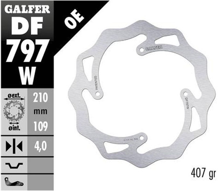 GALFER TARCZA HAMULCOWA TYŁ KTM SX 85 '11-'20, SX 150 '15-'18, FREERIDE 250/350 '13-, FREERIDE E '12-, WAVE (210X106X4MM)